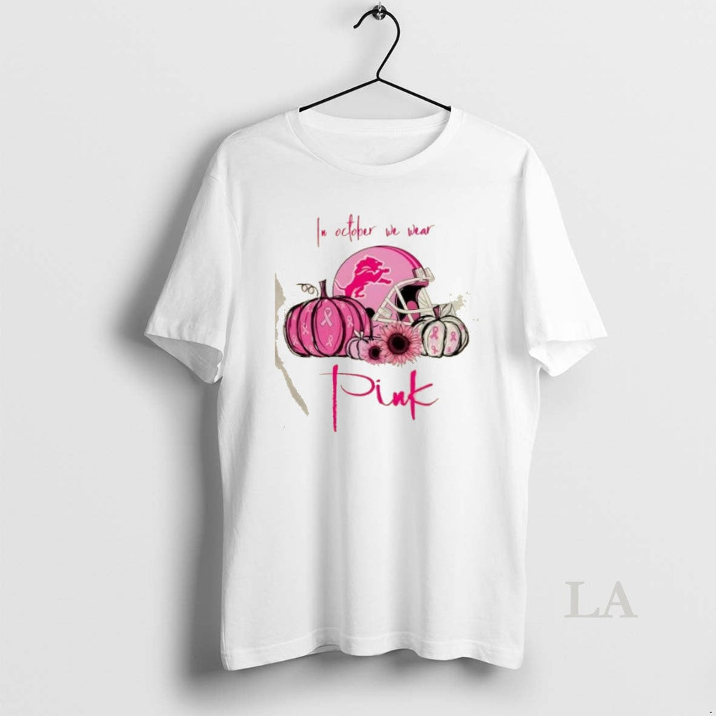 Original In October We Wear Pink Detroit Lions - Adult & Kids T-Shirts, Sweatshirts & Hoodies apparel design preview 1