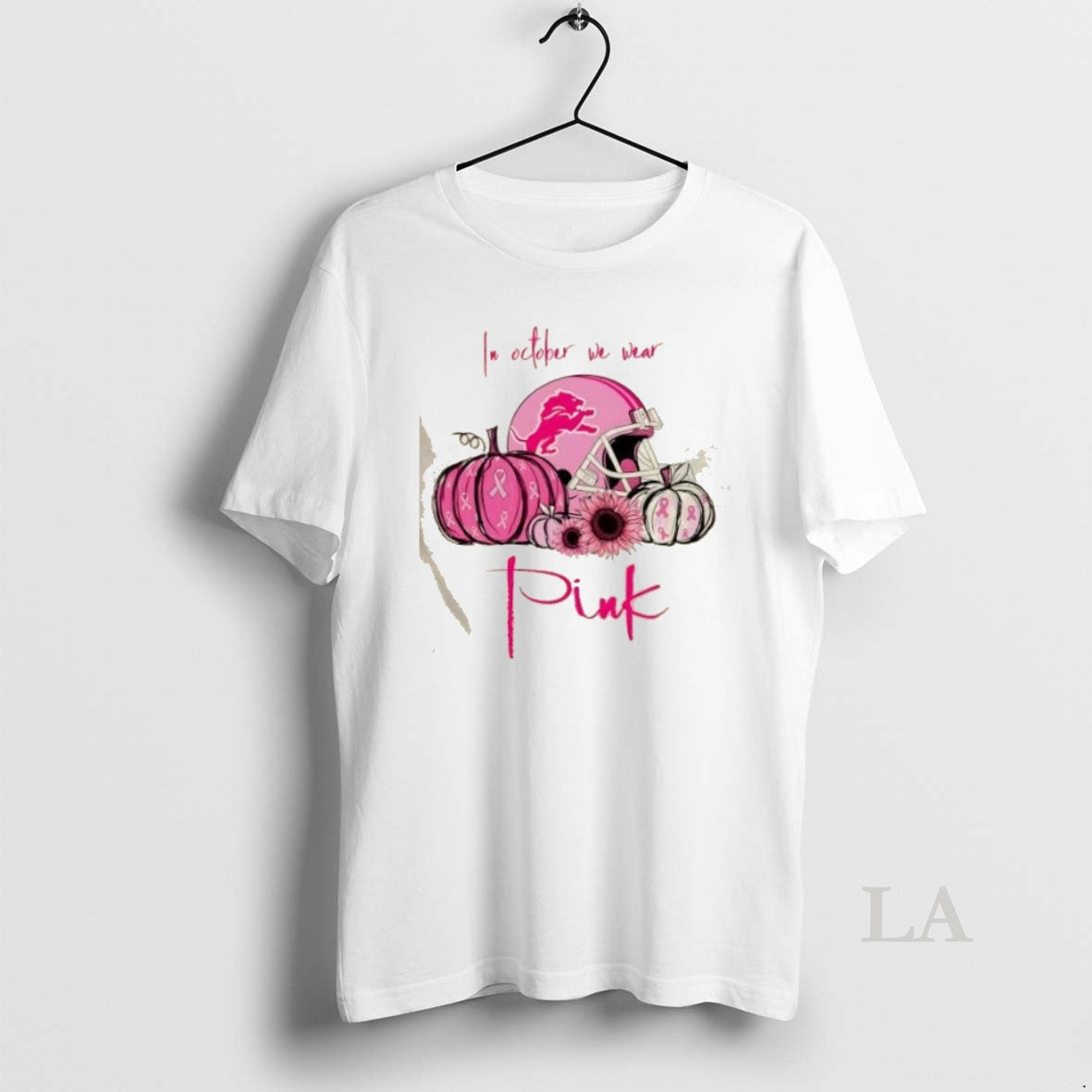 Original In October We Wear Pink Detroit Lions - Adult & Kids T-Shirts, Sweatshirts & Hoodies apparel design preview 1