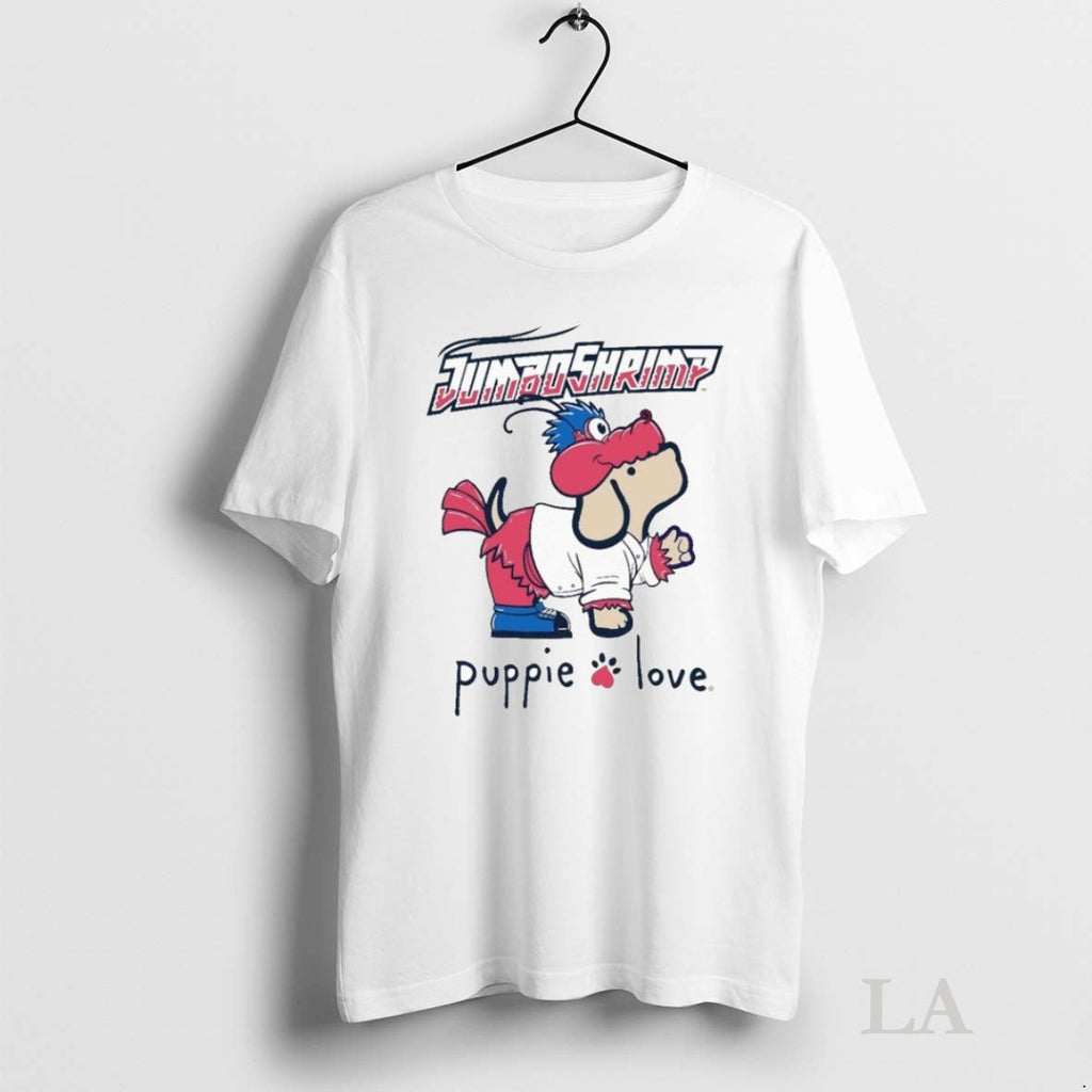 Original Jacksonville Jumbo Shrimp Puppie Love Mascot - Adult & Kids T-Shirts, Sweatshirts & Hoodies apparel design preview 1