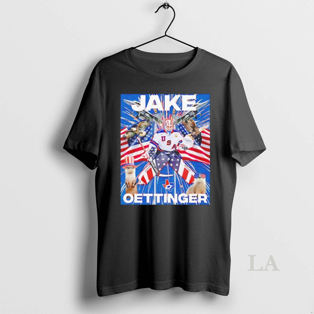 Original Jake Oettinger American Flag Eagle Fireworks - Adult & Kids T-Shirts, Sweatshirts & Hoodies apparel design preview 1