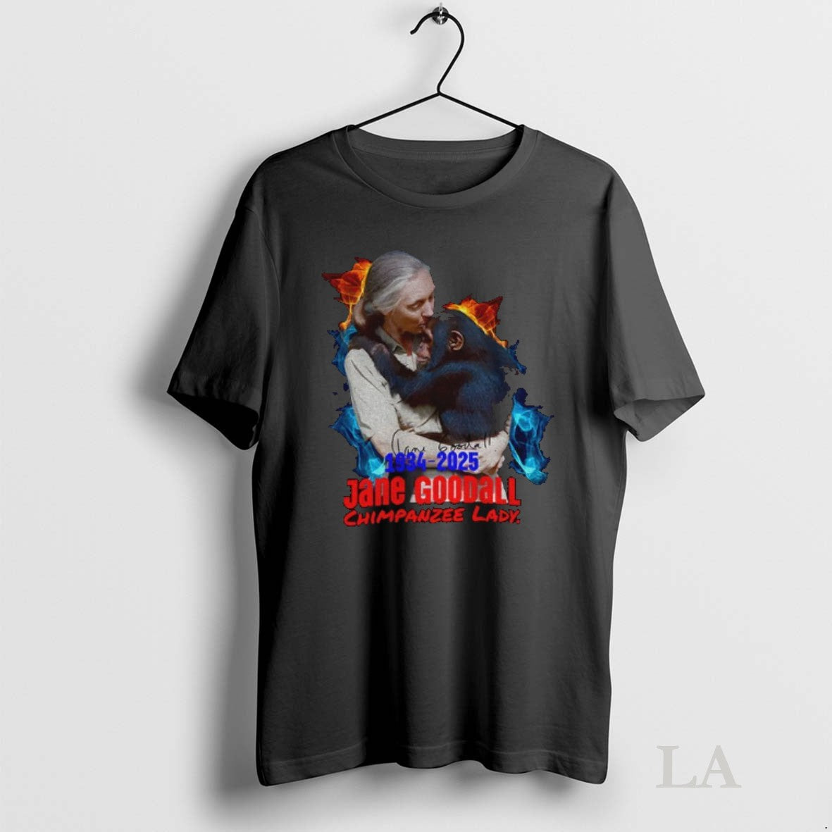 Original Jane Goodall Chimpanzee Lady Rip 1934 2025 - Adult & Kids T-Shirts, Sweatshirts & Hoodies apparel design preview 1