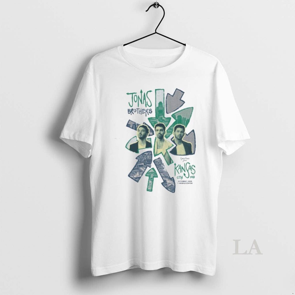 Original Jonas Brothers Greetings From Kansas City Mo - Adult & Kids T-Shirts, Sweatshirts & Hoodies apparel design preview 1