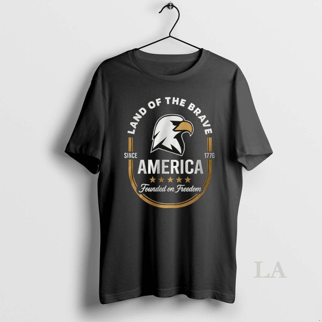 Original Land Of The Brave America Founded On Freedom - Adult & Kids T-Shirts, Sweatshirts & Hoodies apparel design preview 1