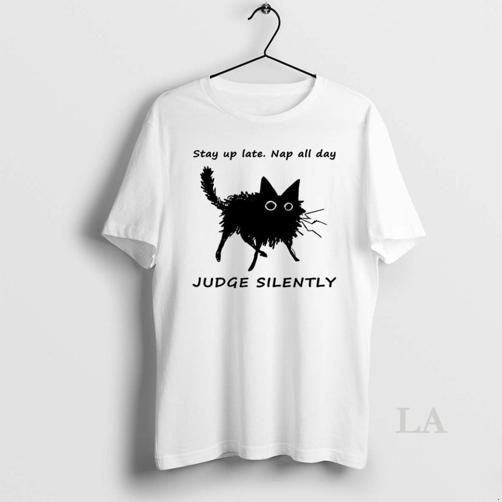 Original Lazy Black Cat Stay Up Late Nap All Day - Adult & Kids T-Shirts, Sweatshirts & Hoodies apparel design preview 1