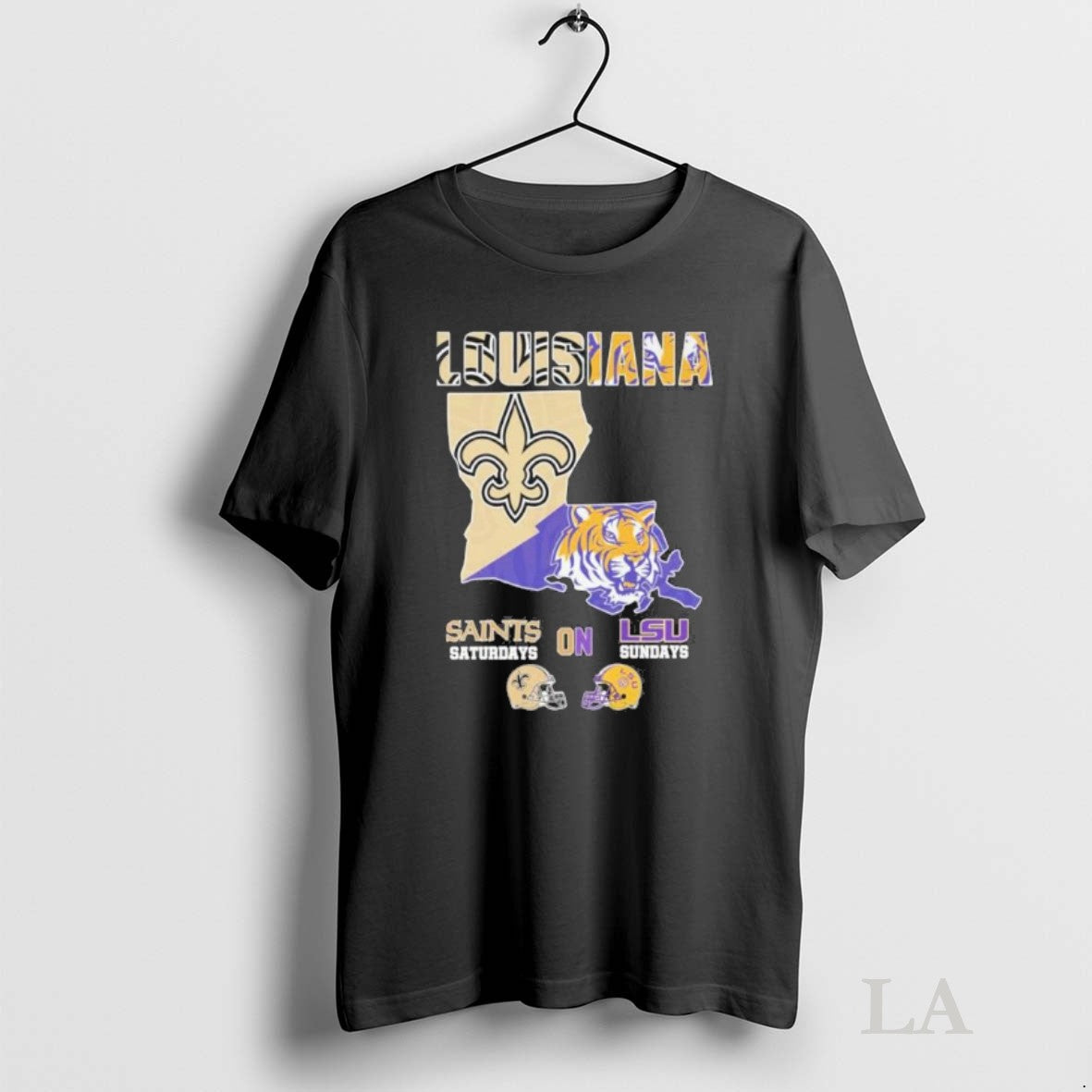 Original Louisiana Map With Saints And Tigers - Adult & Kids T-Shirts, Sweatshirts & Hoodies apparel design preview 1