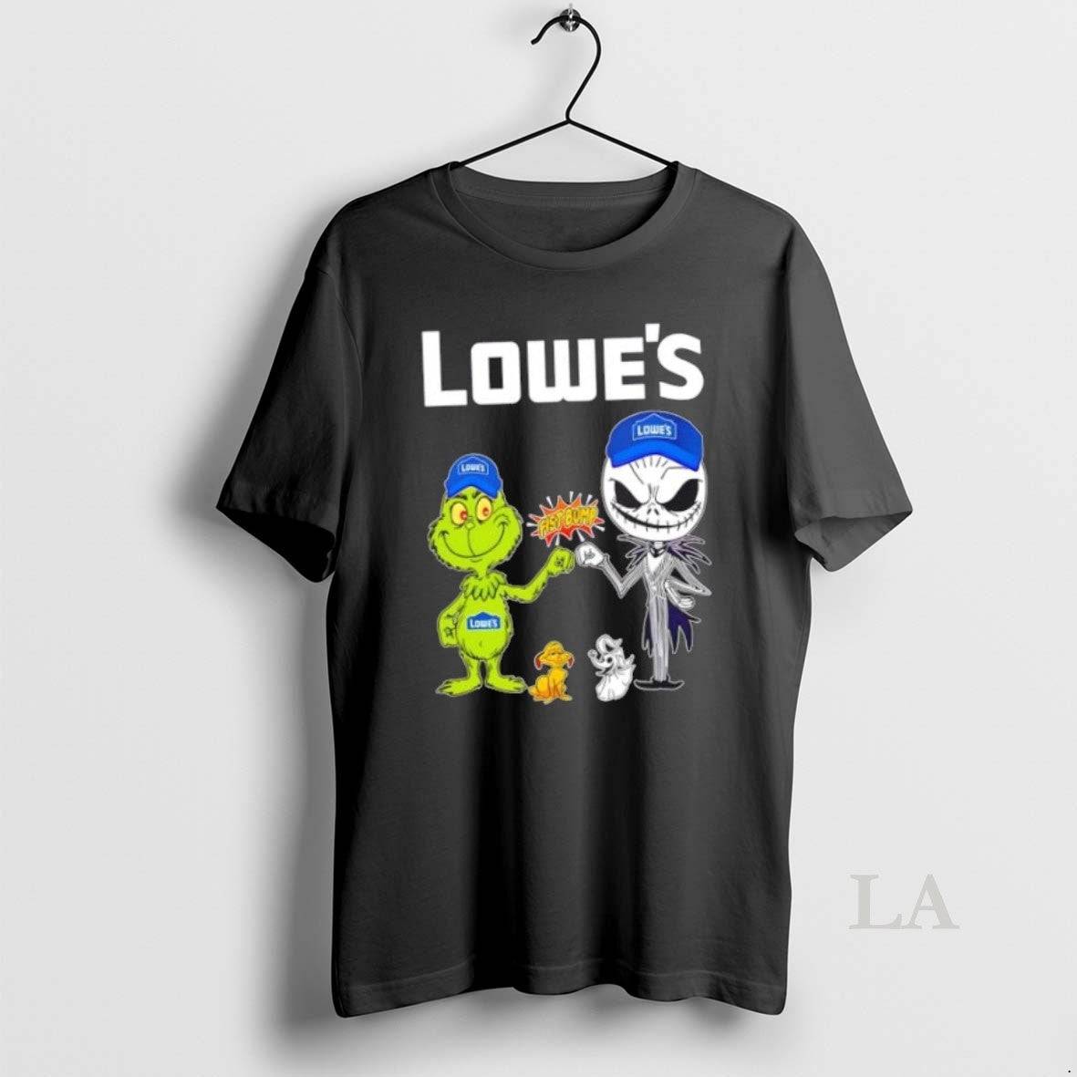 Original Lowes X Grinch And Jack Skellington Fist - Adult & Kids T-Shirts, Sweatshirts & Hoodies apparel design preview 1
