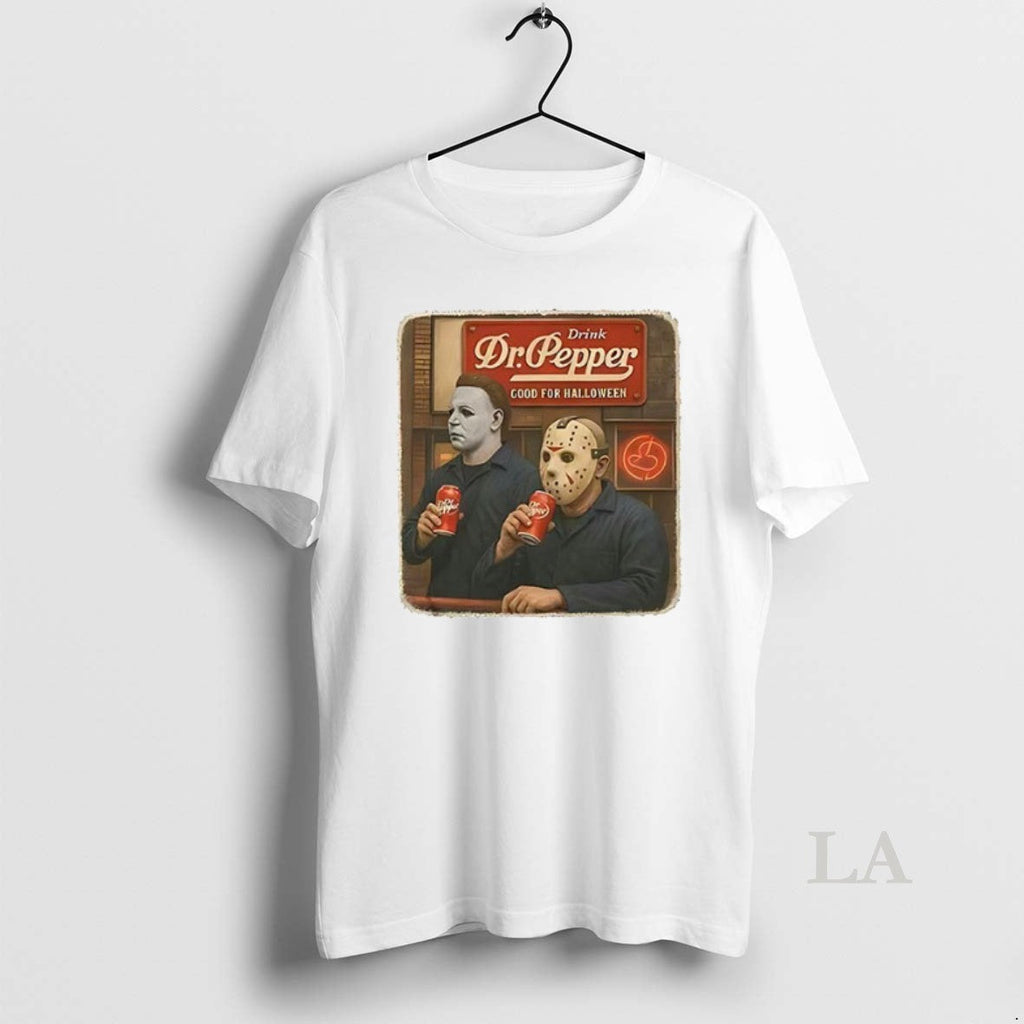 Original Michael Myers Jason Voorhees Drink Dr Pepper - Adult & Kids T-Shirts, Sweatshirts & Hoodies apparel design preview 1
