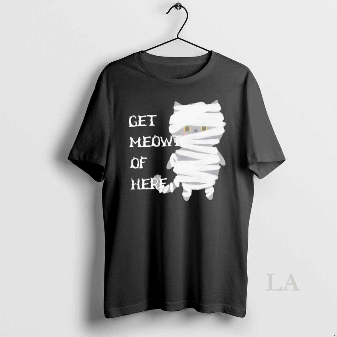 Original Mummy Black Cat Halloween Get Meowt Of Here - Adult & Kids T-Shirts, Sweatshirts & Hoodies apparel design preview 1
