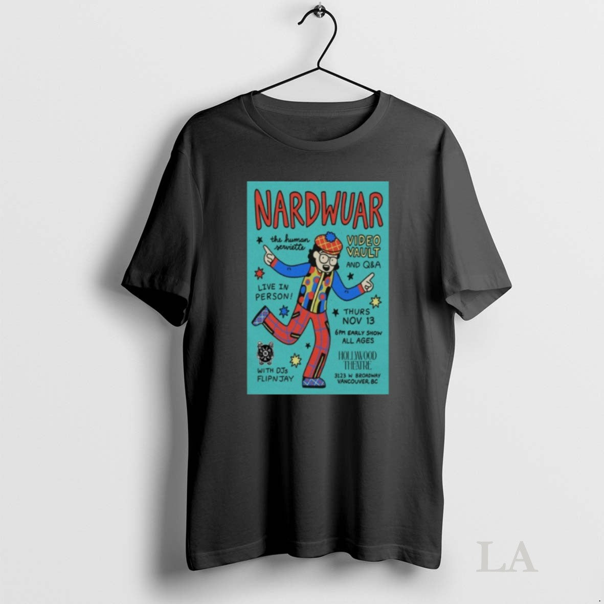 Original Nardwuar Hollywood Theatre Vancouver Nov 13 - Adult & Kids T-Shirts, Sweatshirts & Hoodies apparel design preview 1