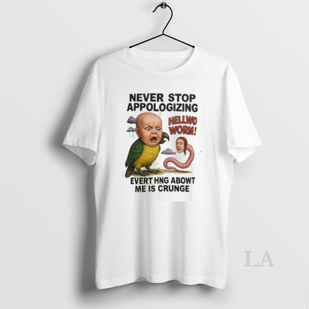 Original Never Stop Appologizing Hellwo Worm Evert - Adult & Kids T-Shirts, Sweatshirts & Hoodies apparel design preview 1