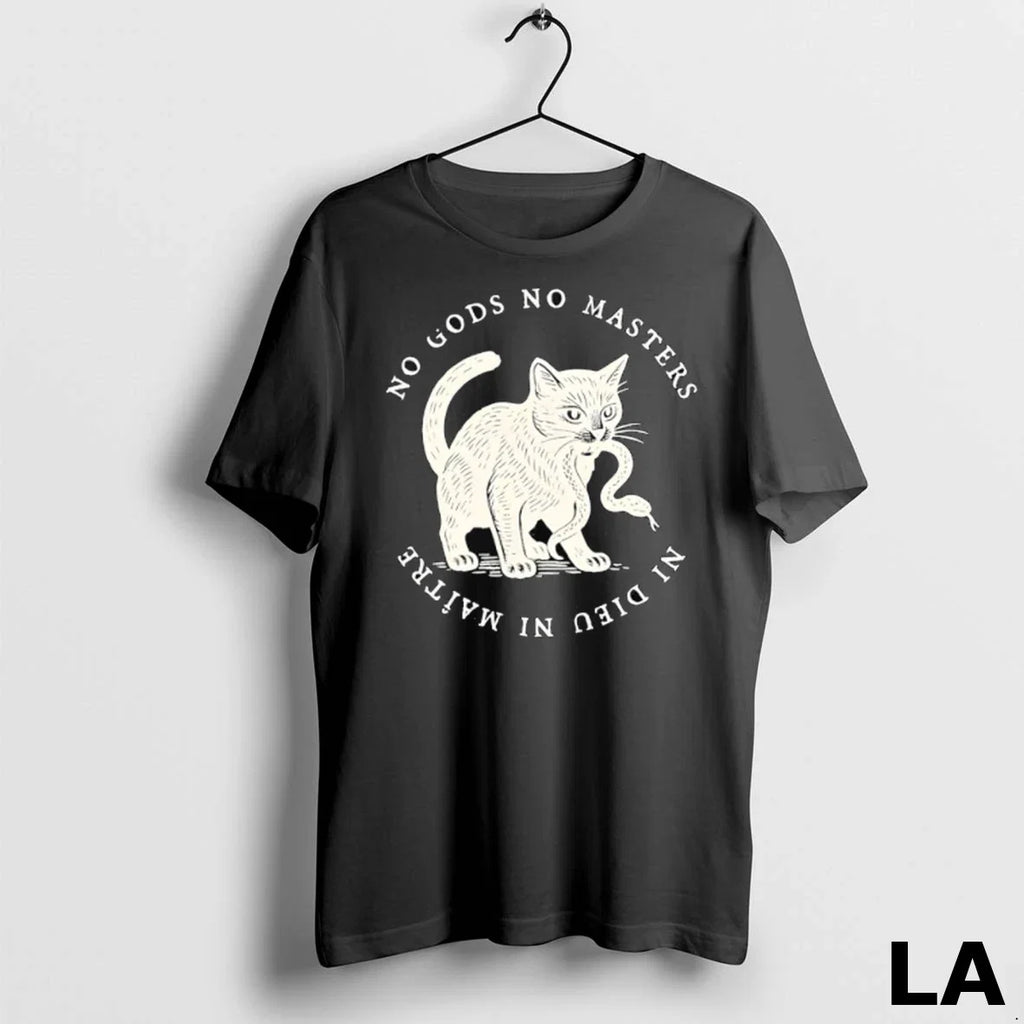 Original No Kings Gods Masters Cat - Adult & Kids T-Shirts, Sweatshirts & Hoodies apparel design preview 1