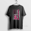 Original No One Fights Breast Cancer Alone Us Flag - Adult & Kids T-Shirts, Sweatshirts & Hoodies apparel design preview 1