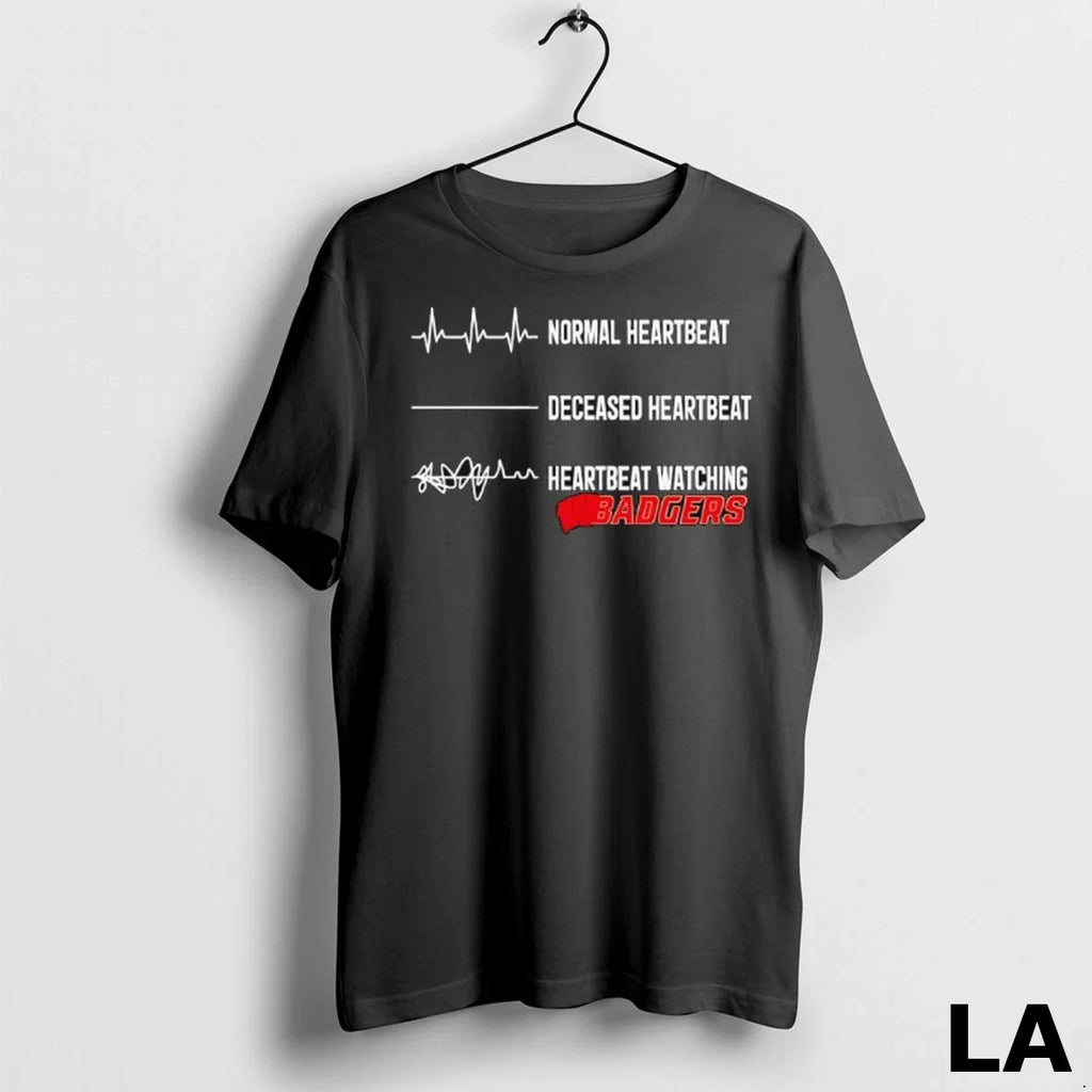 Original Normal Heartbeat Deceased Watching Wisconsin - Adult & Kids T-Shirts, Sweatshirts & Hoodies apparel design preview 1