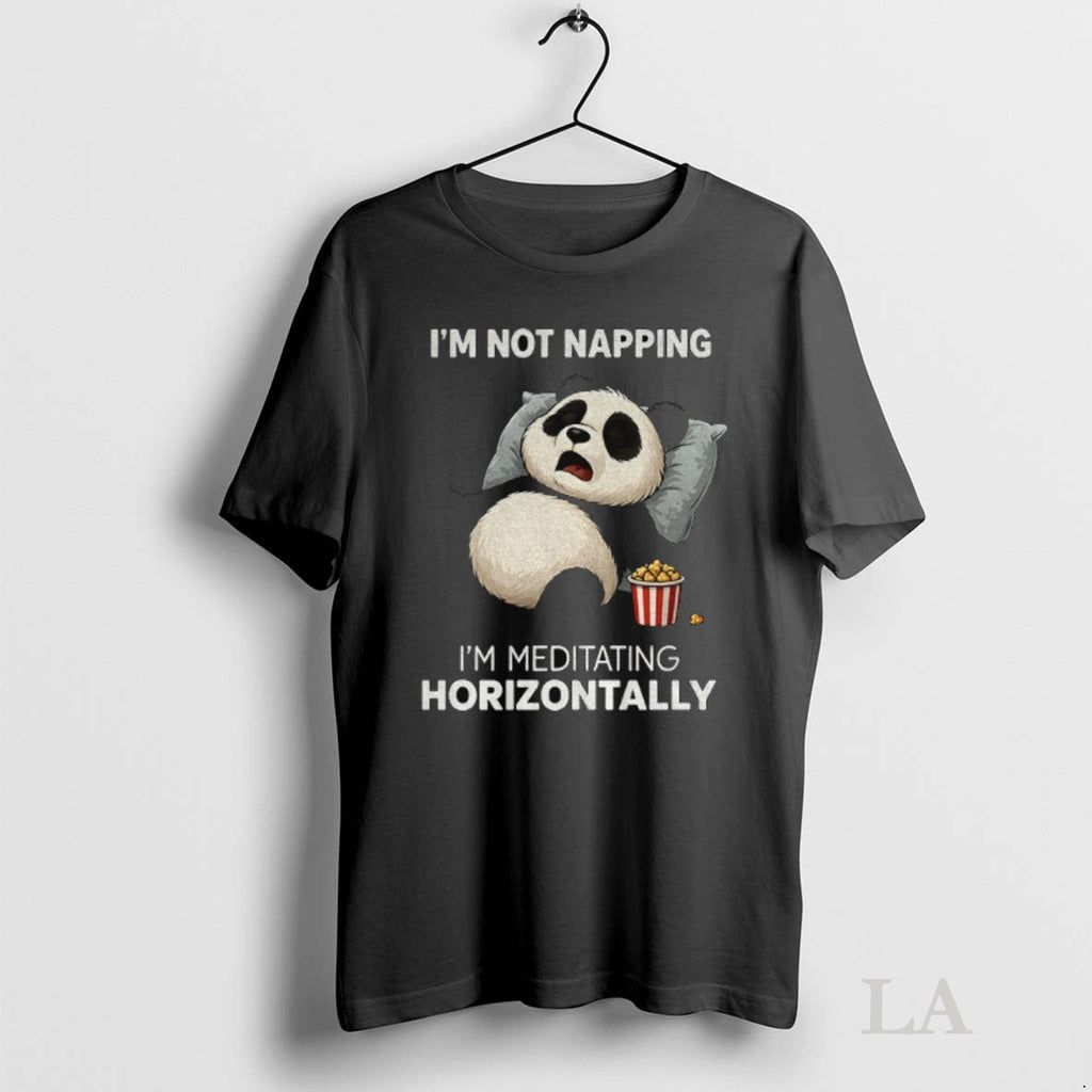 Original Panda Popcorn Im Not Napping Meditating - Adult & Kids T-Shirts, Sweatshirts & Hoodies apparel design preview 1