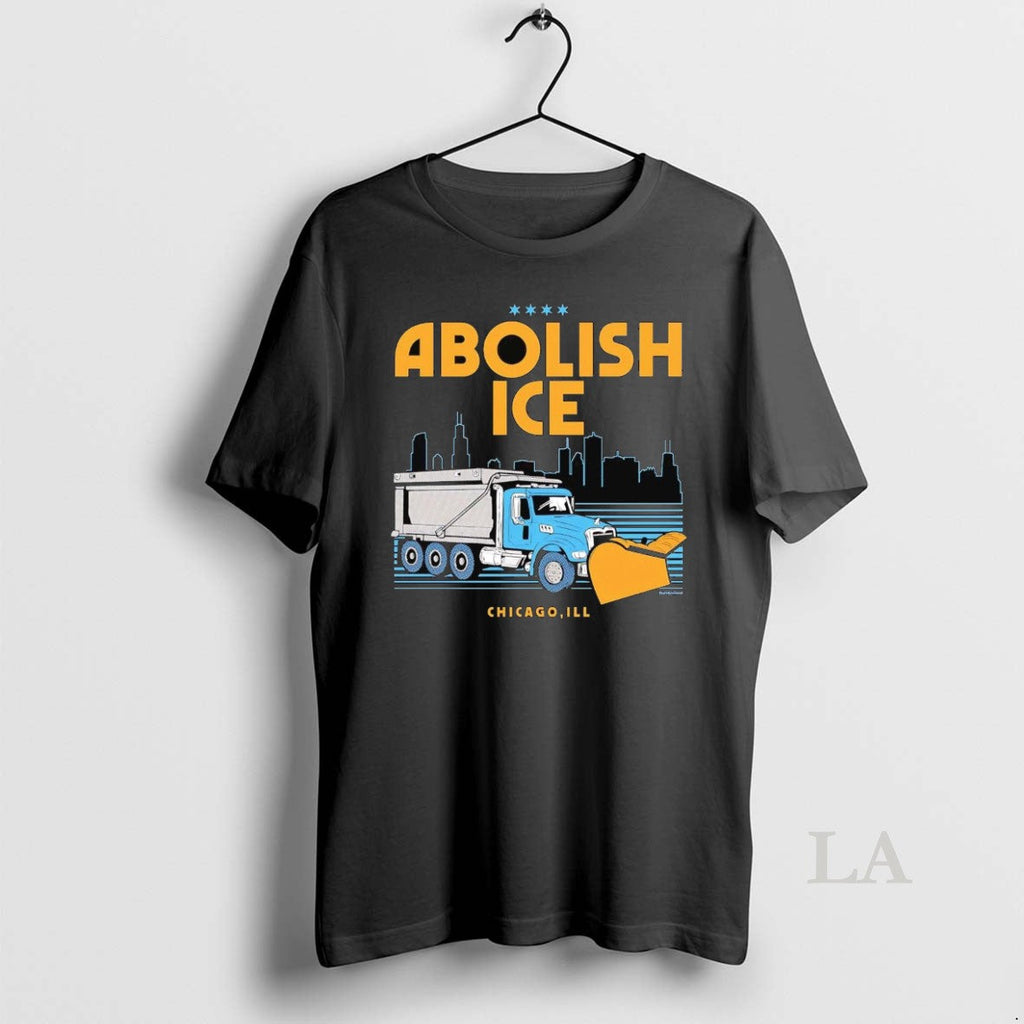 Original Plow Trucks Abolish Ice Chicago Skyline - Adult & Kids T-Shirts, Sweatshirts & Hoodies apparel design preview 1