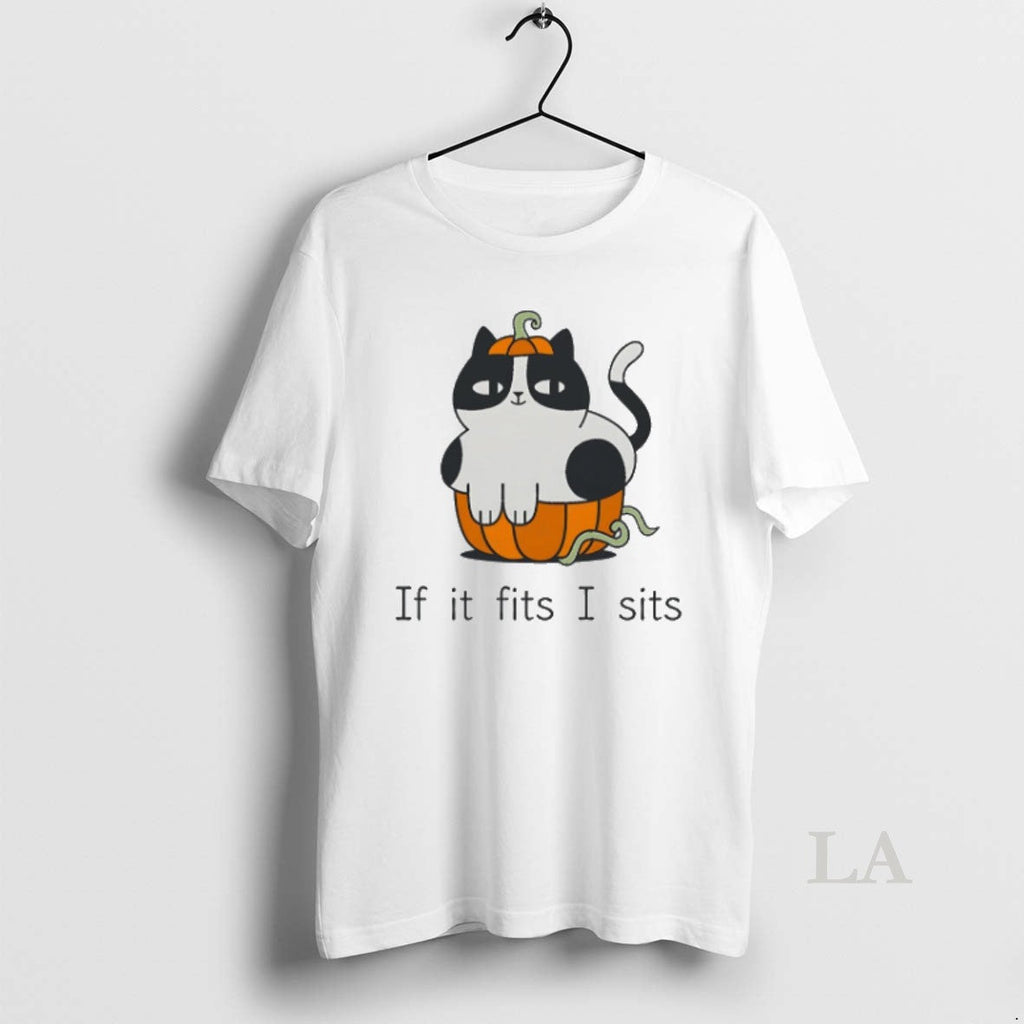 Original Pumpkin Cat If It Fits I Sits Halloween - Adult & Kids T-Shirts, Sweatshirts & Hoodies apparel design preview 1