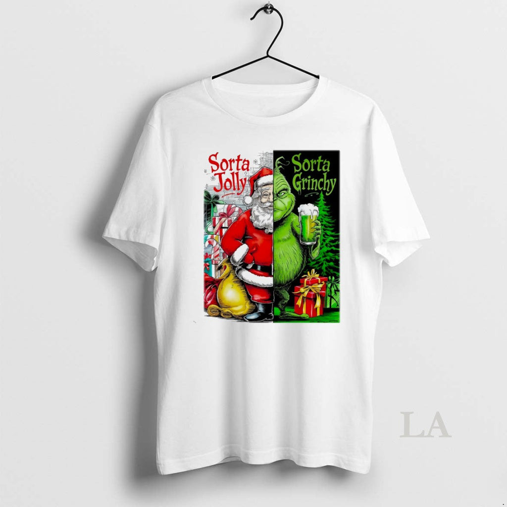 Original Santa Claus X Grinch Sorta Jolly Christmas - Adult & Kids T-Shirts, Sweatshirts & Hoodies apparel design preview 1
