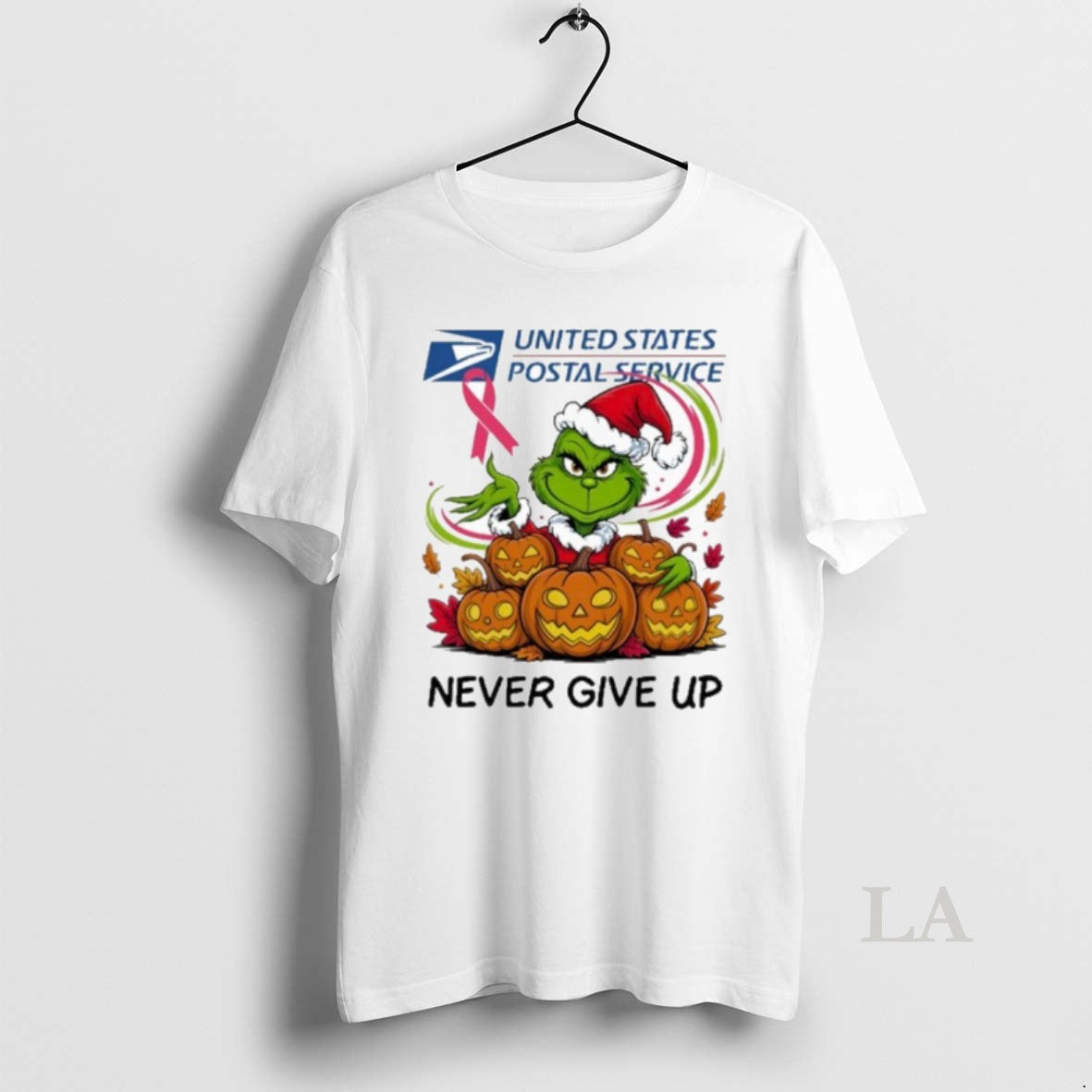 Original Santa Grinch Never Give Up Usps Logo - Adult & Kids T-Shirts, Sweatshirts & Hoodies apparel design preview 1