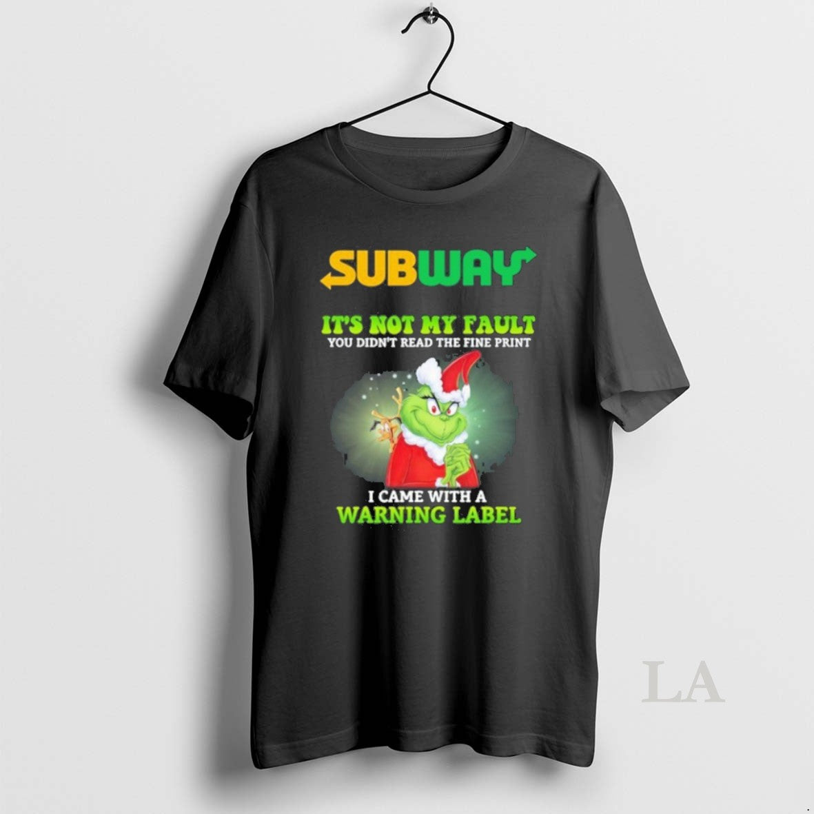 Original Santa Grinch X Subway Logo Its Not My Fault - Adult & Kids T-Shirts, Sweatshirts & Hoodies apparel design preview 1