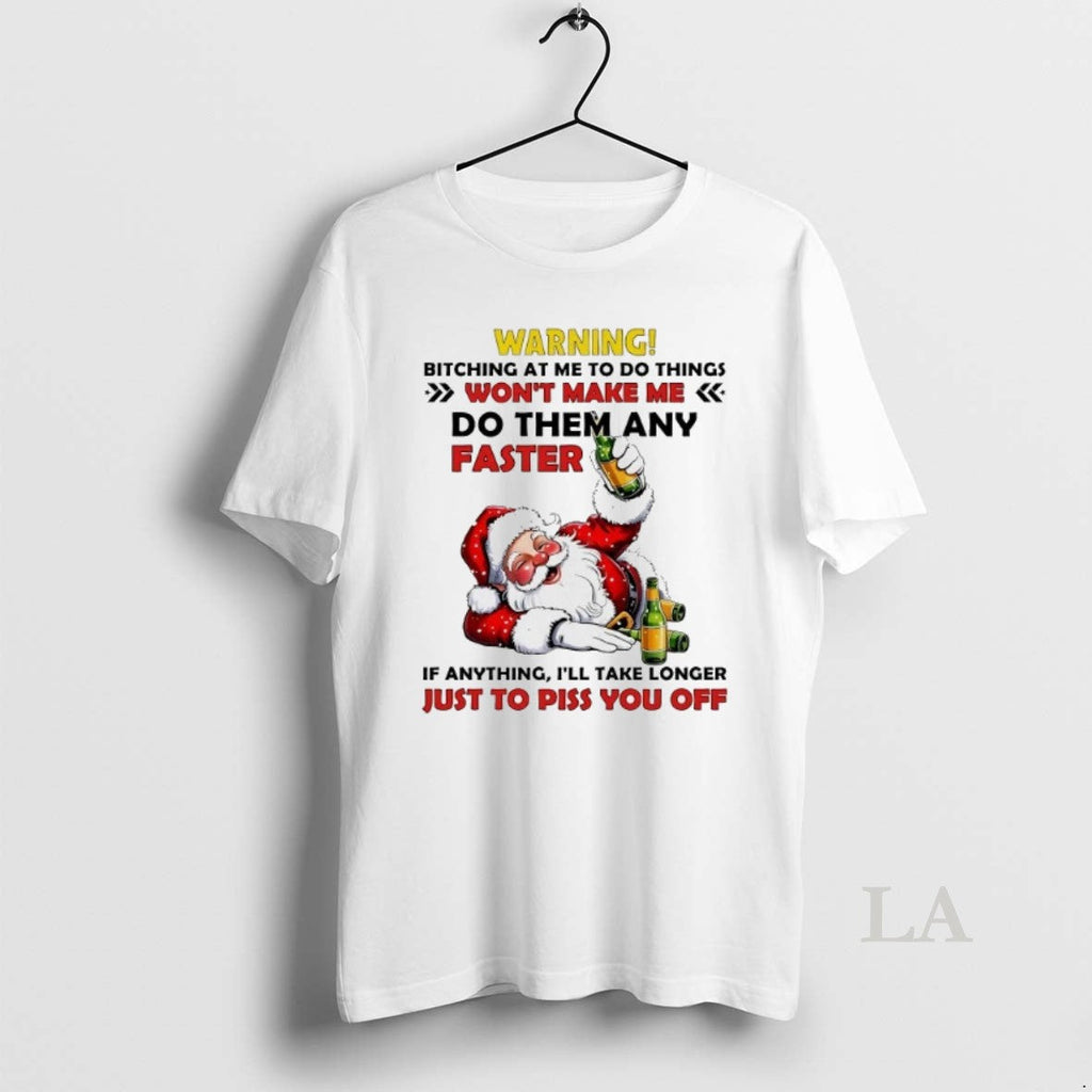 Original Santa Warning Bitching At Me To Do Things - Adult & Kids T-Shirts, Sweatshirts & Hoodies apparel design preview 1