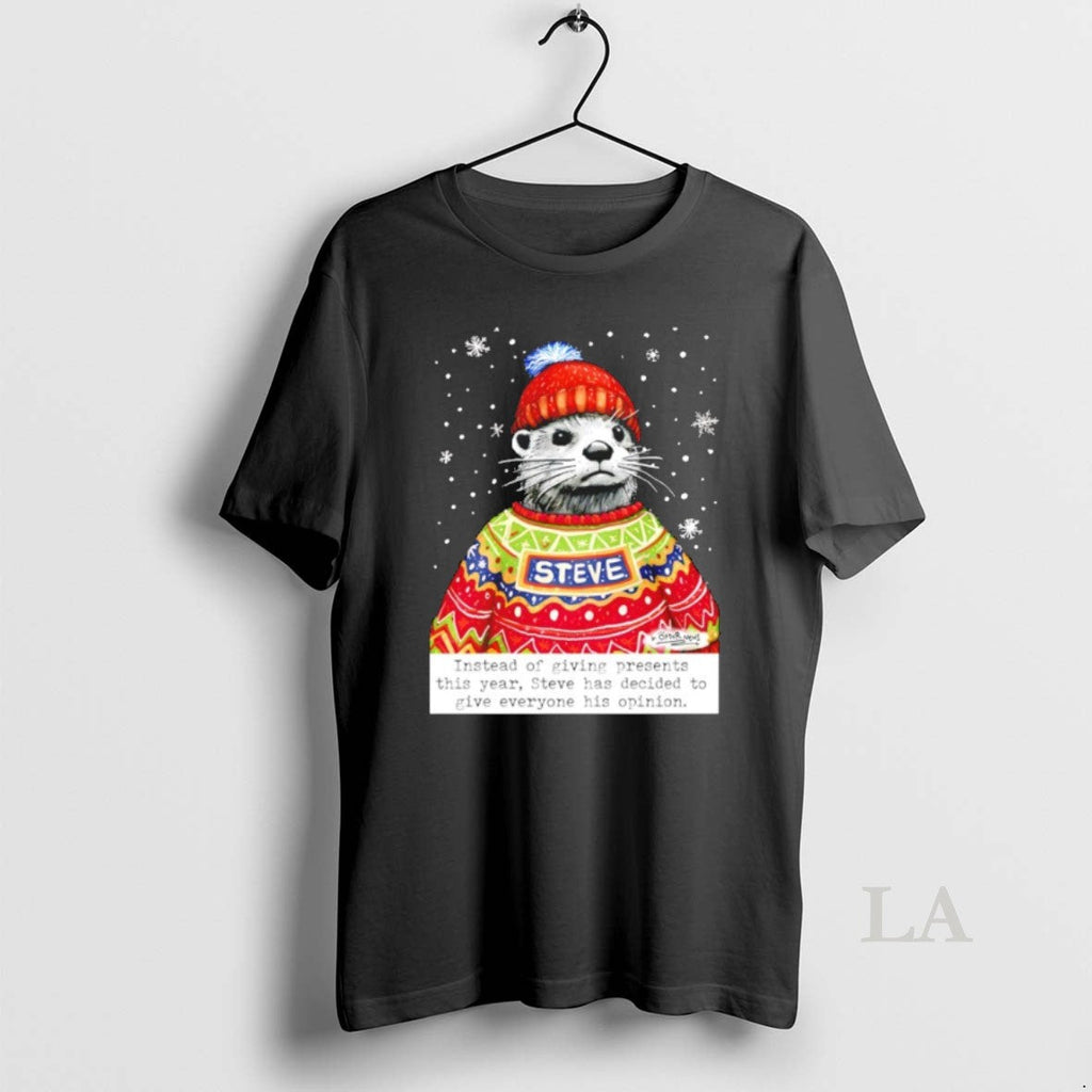 Original Sea Otter Steve Christmas Instead Of Giving - Adult & Kids T-Shirts, Sweatshirts & Hoodies apparel design preview 1