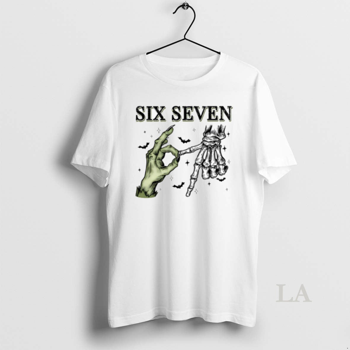 Original Six Seven 6 7 Skeleton Hands Halloween White - Adult & Kids T-Shirts, Sweatshirts & Hoodies apparel design preview 1