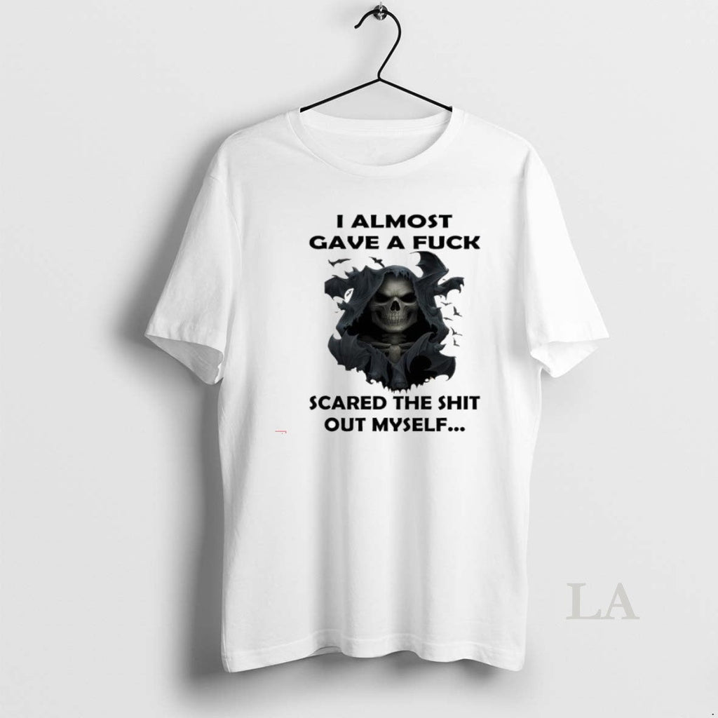 Original Skeleton I Almost Gave A Fuck Scared The - Adult & Kids T-Shirts, Sweatshirts & Hoodies apparel design preview 1