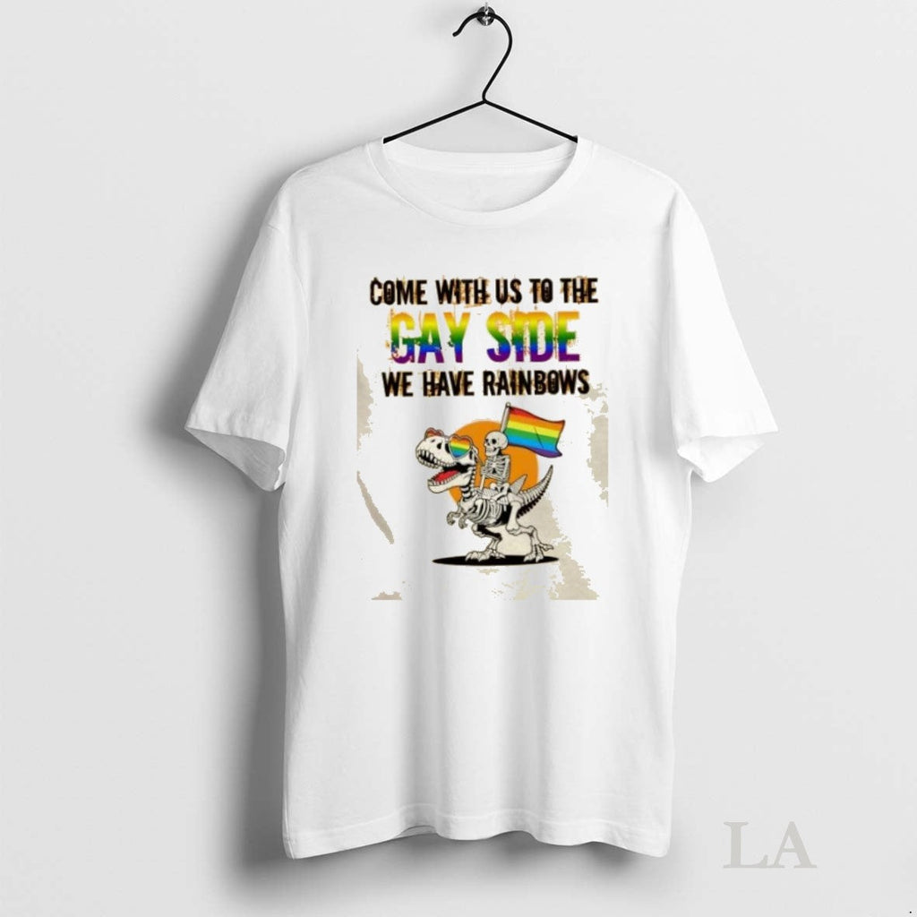 Original Skeleton Ride T Rex Come With Us To The Gay - Adult & Kids T-Shirts, Sweatshirts & Hoodies apparel design preview 1