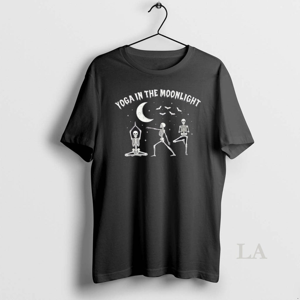 Original Skeletons Yoga In The Moonlight Halloween - Adult & Kids T-Shirts, Sweatshirts & Hoodies apparel design preview 1
