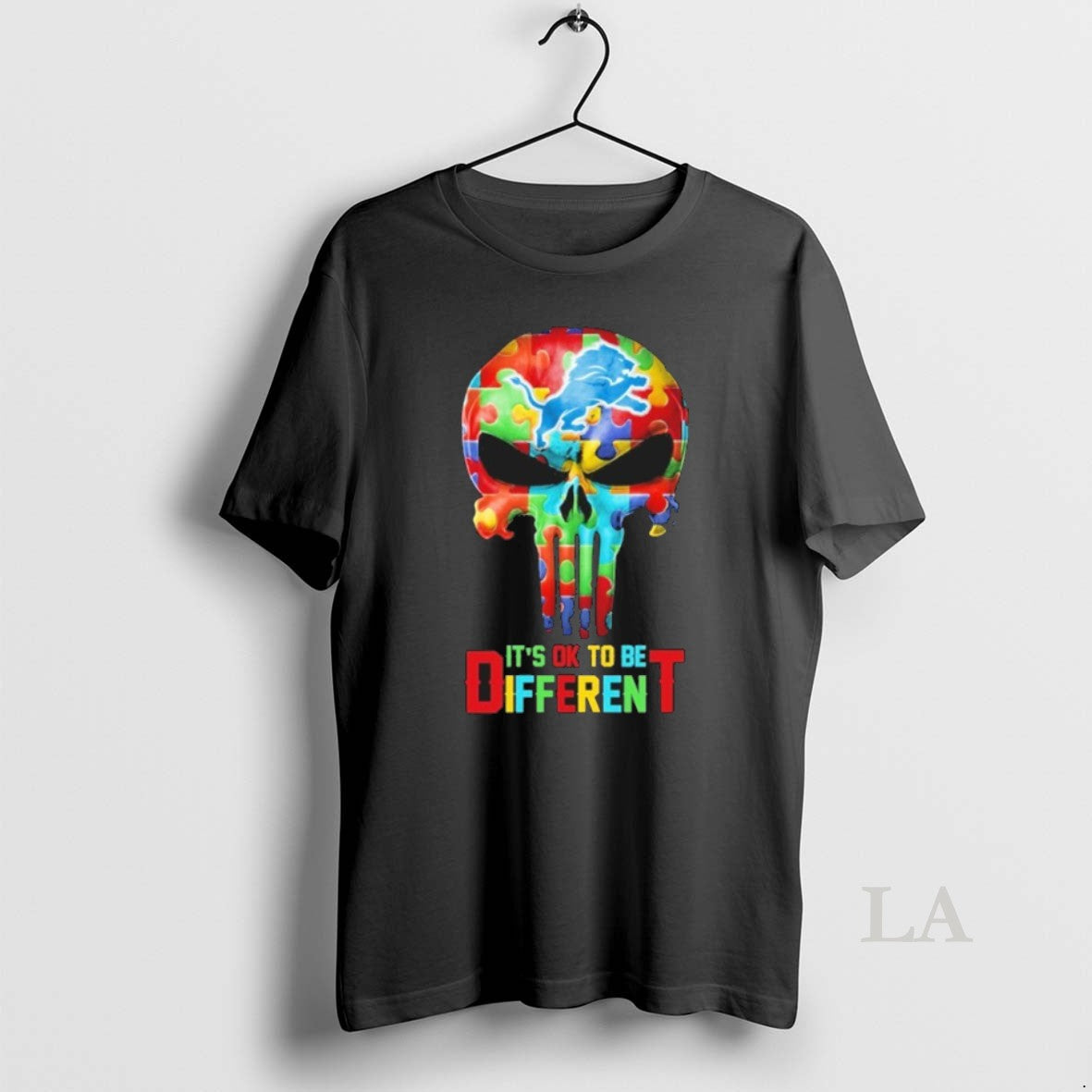 Original Skull X Detroit Lions Autism Its Ok To Be - Adult & Kids T-Shirts, Sweatshirts & Hoodies apparel design preview 1