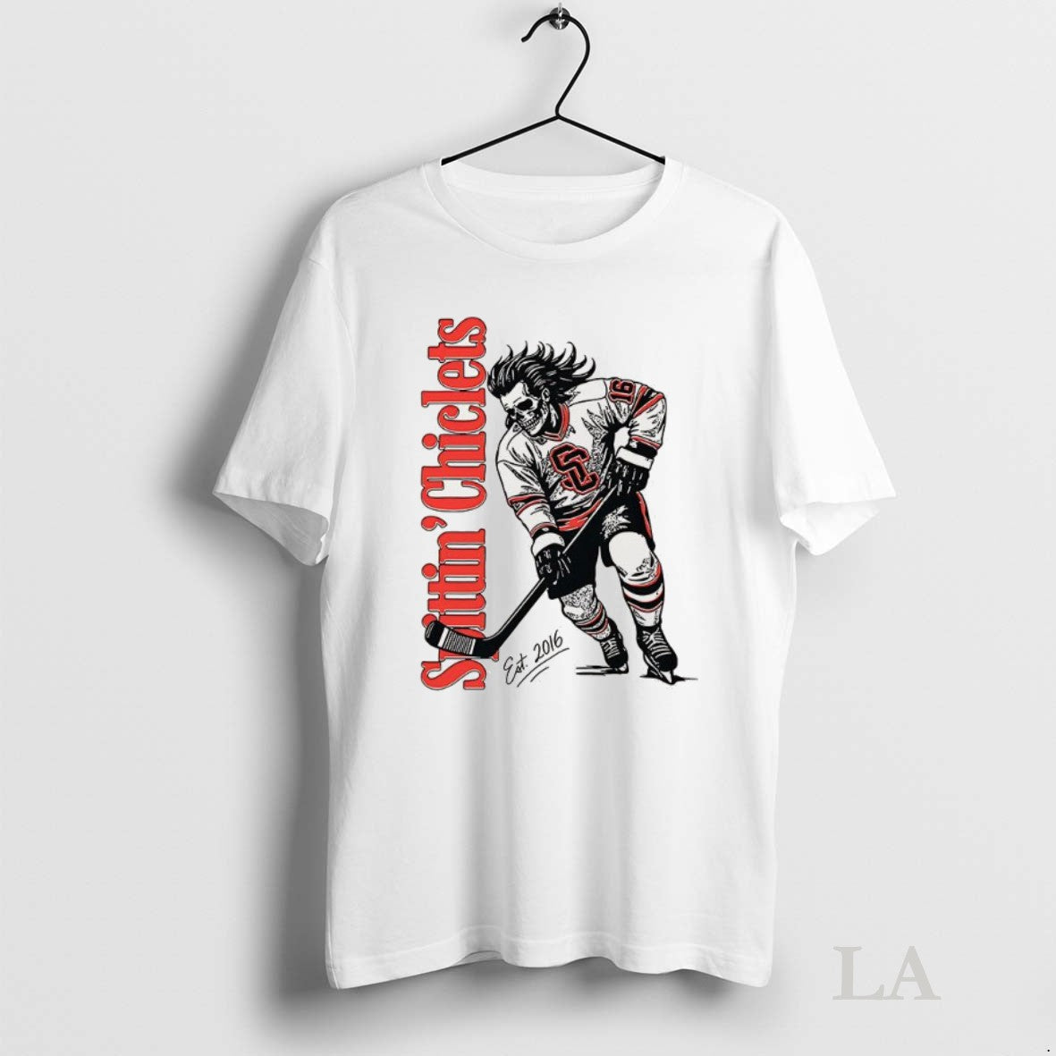 Original Spittin Chiclets Skeleton Hockey Est 2016 - Adult & Kids T-Shirts, Sweatshirts & Hoodies apparel design preview 1