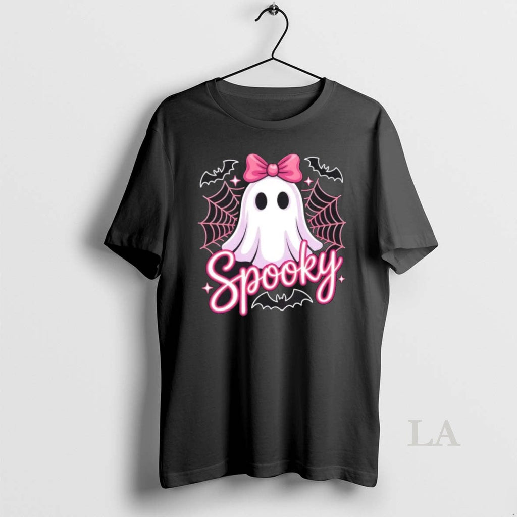 Original Spooky Ghost Pink Coquette Halloween Cute - Adult & Kids T-Shirts, Sweatshirts & Hoodies apparel design preview 1