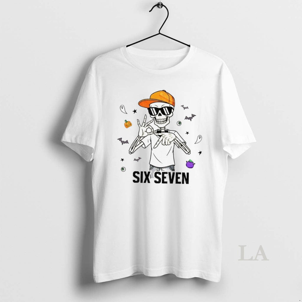 Original Spooky Six Seven Skeleton Boy 6 7 Funny - Adult & Kids T-Shirts, Sweatshirts & Hoodies apparel design preview 1