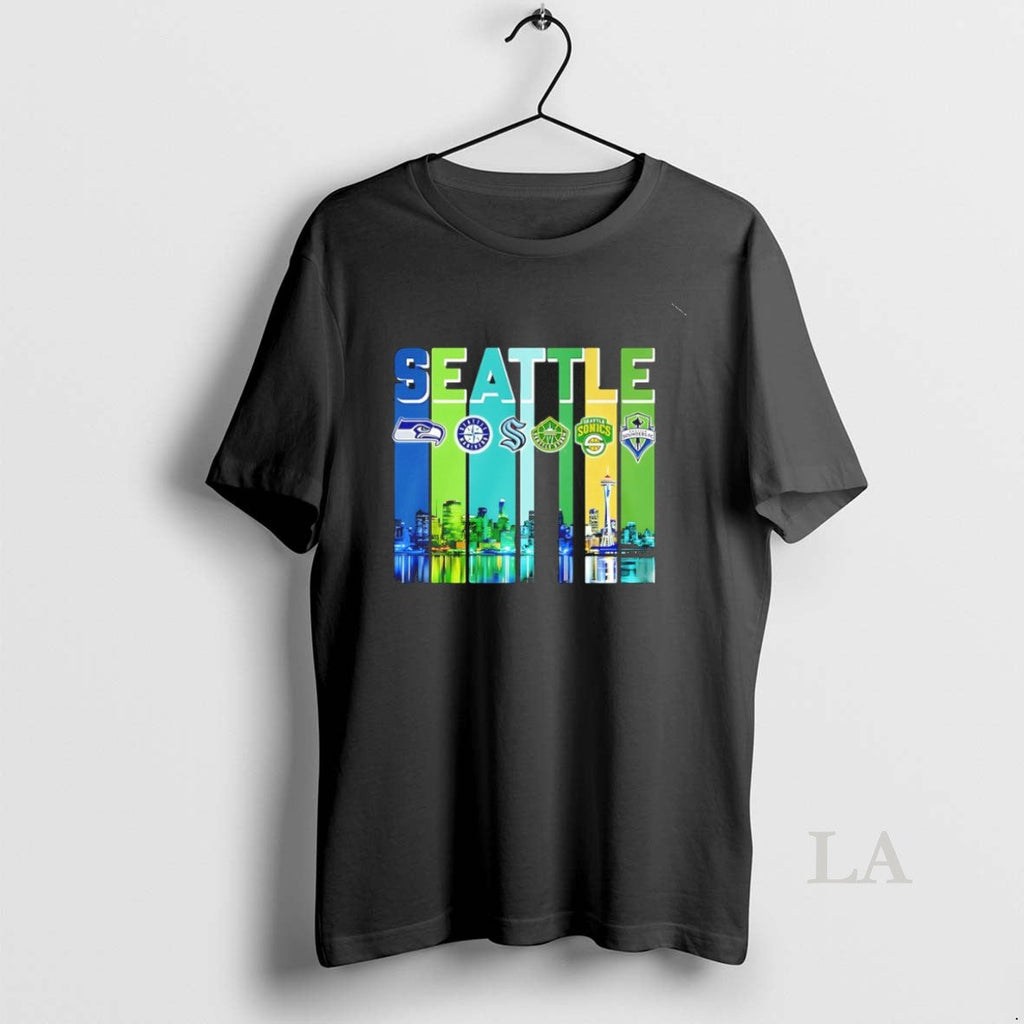 Original Sports In Seattle City Skyline - Adult & Kids T-Shirts, Sweatshirts & Hoodies apparel design preview 1