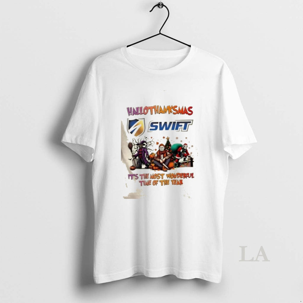 Original Swift Transportation X Horror Movies Happy - Adult & Kids T-Shirts, Sweatshirts & Hoodies apparel design preview 1