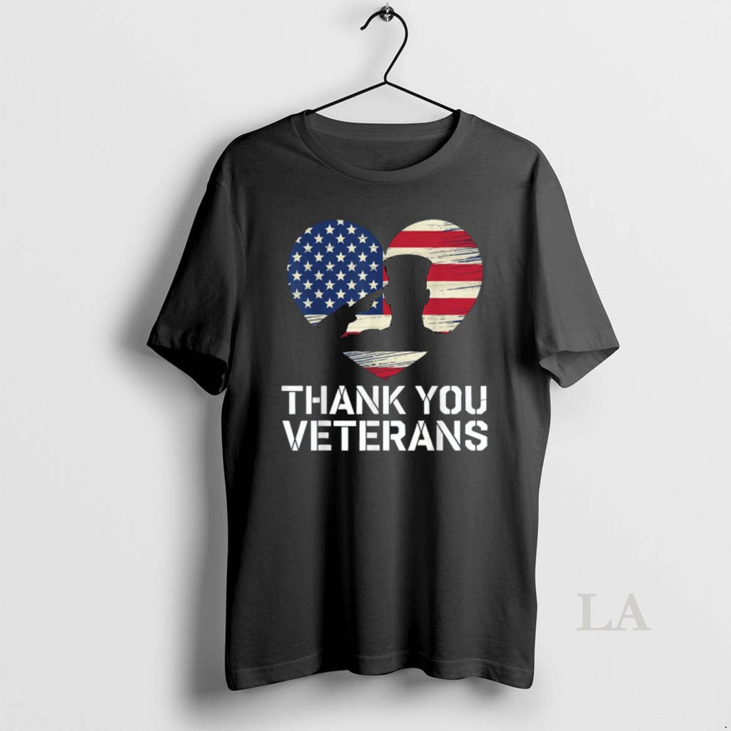 Original Thank You Veterans Day American Flag Heart - Adult & Kids T-Shirts, Sweatshirts & Hoodies apparel design preview 1