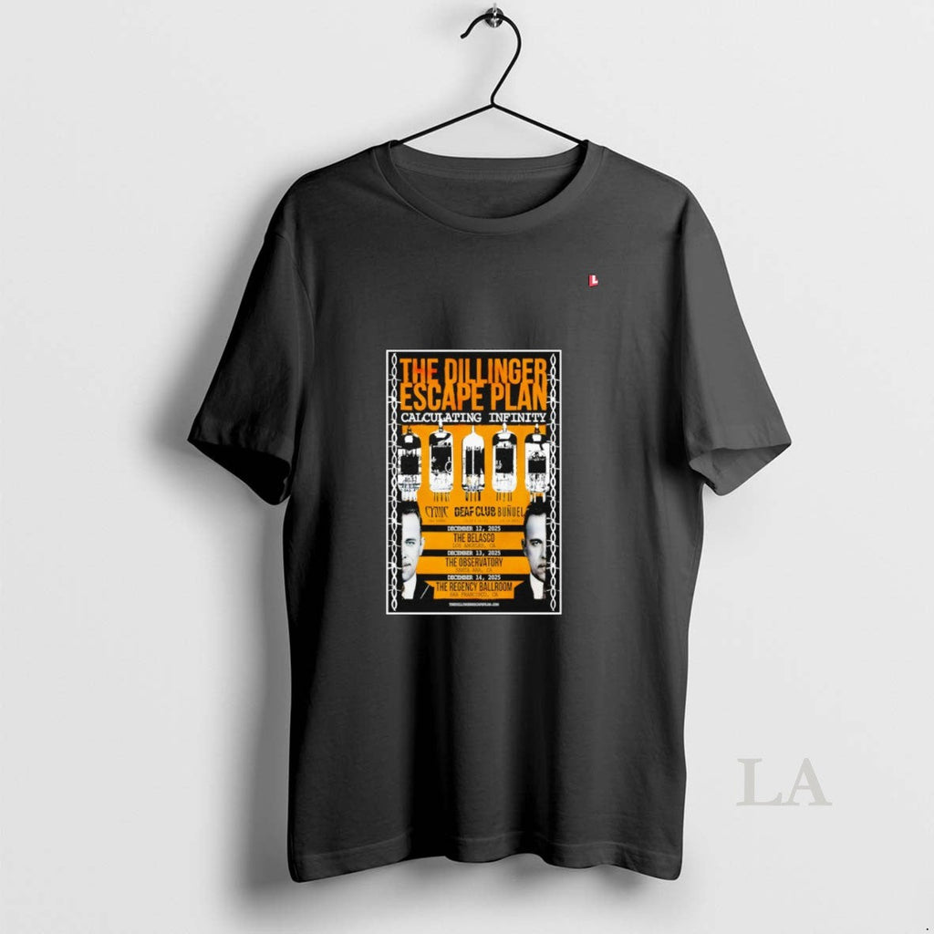 Original The Dillinger Escape Plan California Dec 12 - Adult & Kids T-Shirts, Sweatshirts & Hoodies apparel design preview 1
