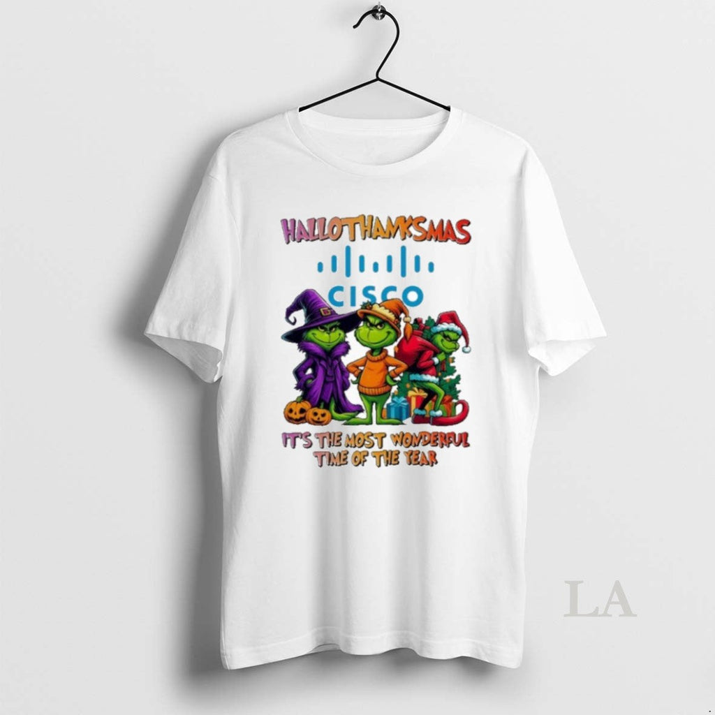 Original The Grinch Cisco Logo Hallothanksmas Its - Adult & Kids T-Shirts, Sweatshirts & Hoodies apparel design preview 1