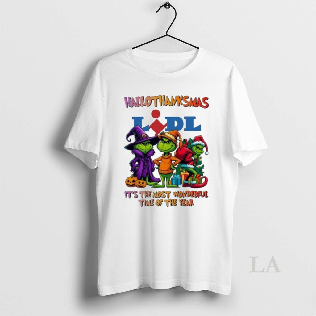Original The Grinch Lidl Logo Hallothanksmas Its Most - Adult & Kids T-Shirts, Sweatshirts & Hoodies apparel design preview 1