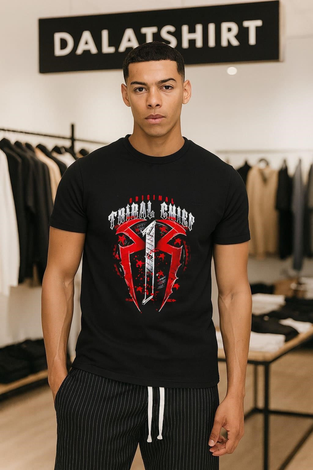 Original Tribal Chief Roman Reigns Red Shield Logo - Adult & Kids T-Shirts, Sweatshirts & Hoodies apparel design preview 1