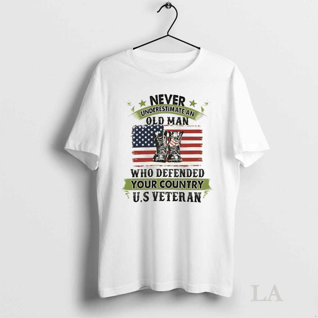 Original Us Veteran Never Underestimate An Old Man - Adult & Kids T-Shirts, Sweatshirts & Hoodies apparel design preview 1