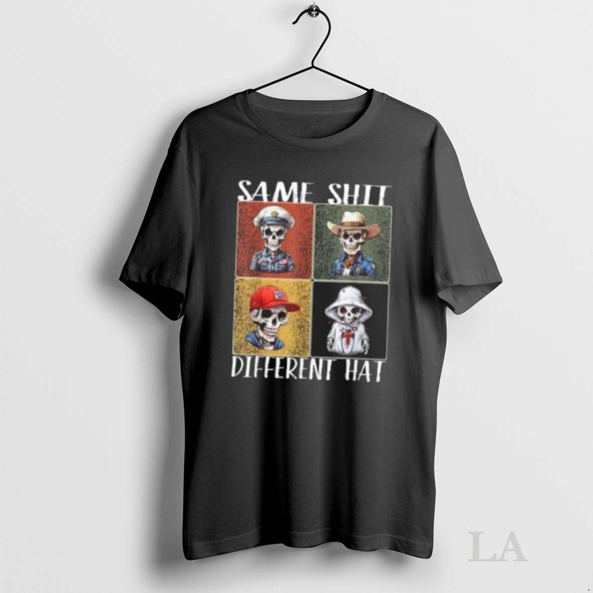 Original Vintage Skeleton Same Shit Different Hat - Adult & Kids T-Shirts, Sweatshirts & Hoodies apparel design preview 1