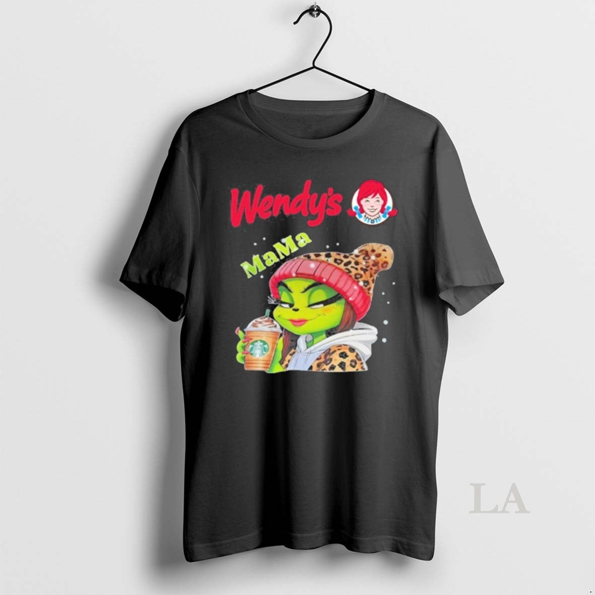 Original Wendys Logo Mama Grinch Drink Coffee - Adult & Kids T-Shirts, Sweatshirts & Hoodies apparel design preview 1