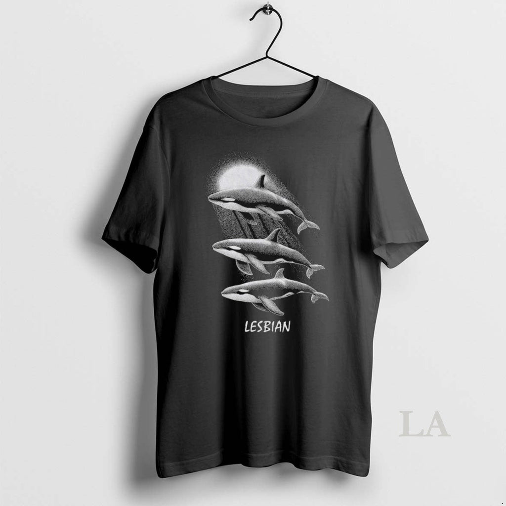 Original Whales Swimming In The Moonlight Lesbian - Adult & Kids T-Shirts, Sweatshirts & Hoodies apparel design preview 1