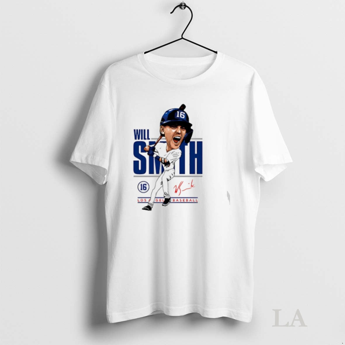Original Will Smith Los Angeles Dodgers Caricature - Adult & Kids T-Shirts, Sweatshirts & Hoodies apparel design preview 1