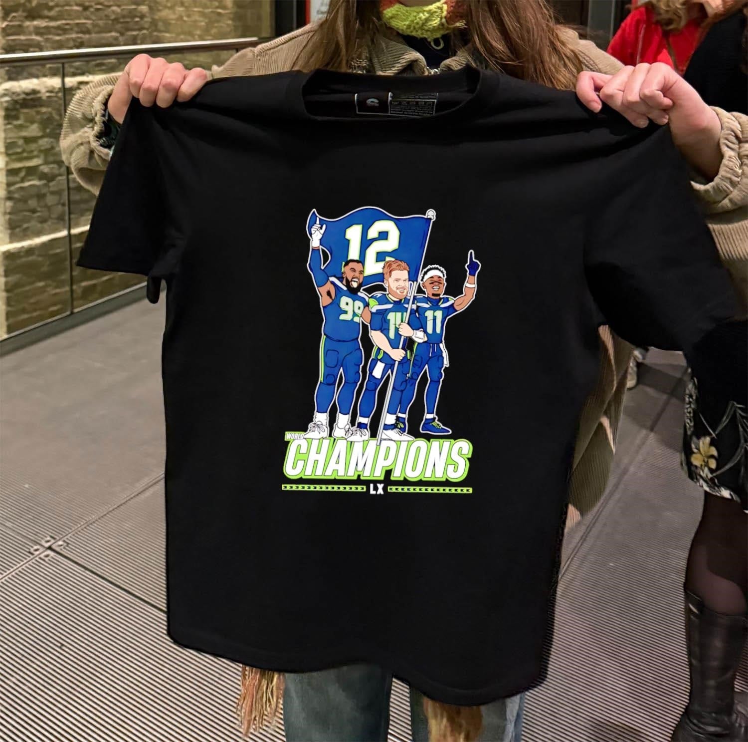 Original World Champions LX Seahawks Players Holding - Adult & Kids T-Shirts, Sweatshirts & Hoodies apparel design preview 2