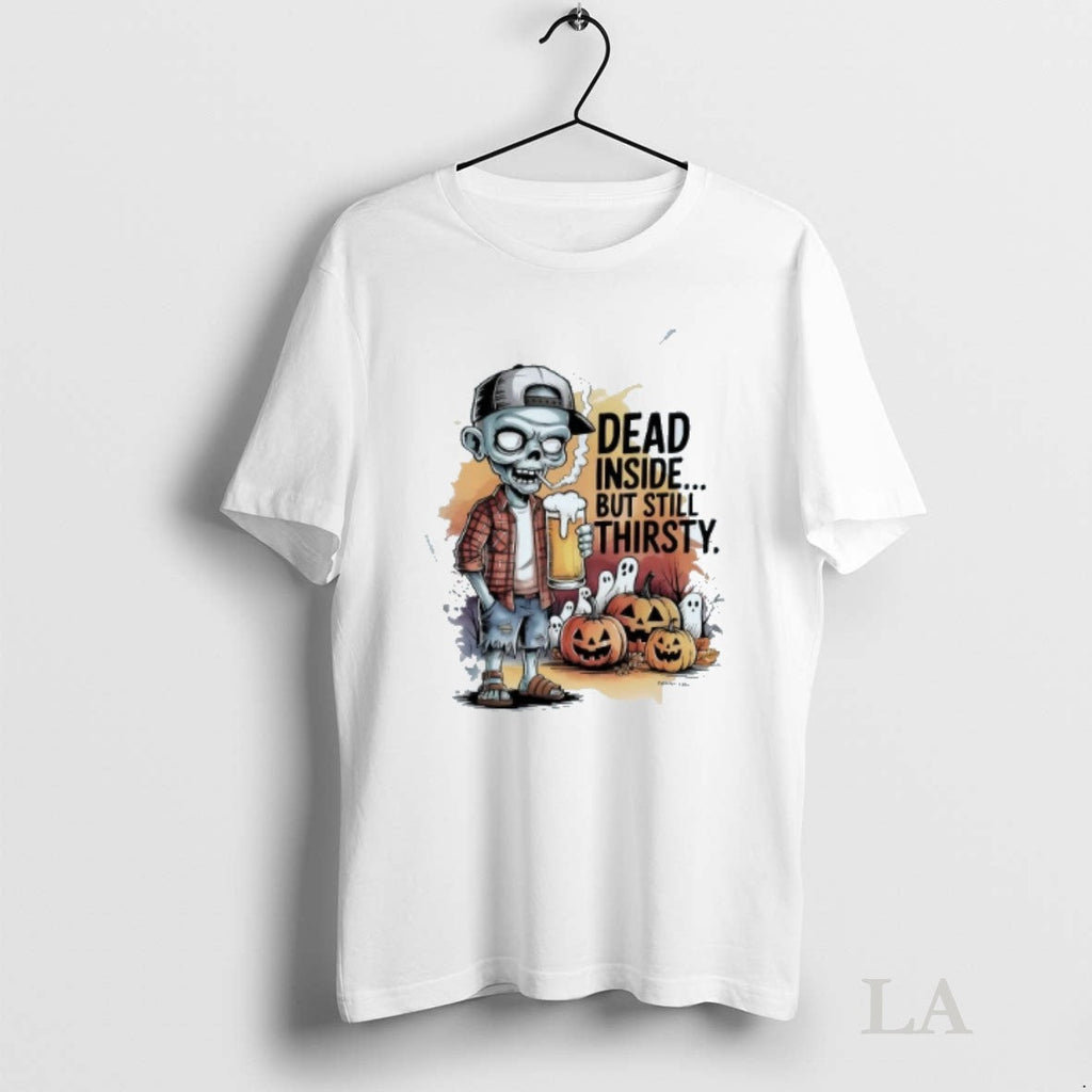 Original Zombie Dead Inside But Still Thirsty Pumpkin - Adult & Kids T-Shirts, Sweatshirts & Hoodies apparel design preview 1