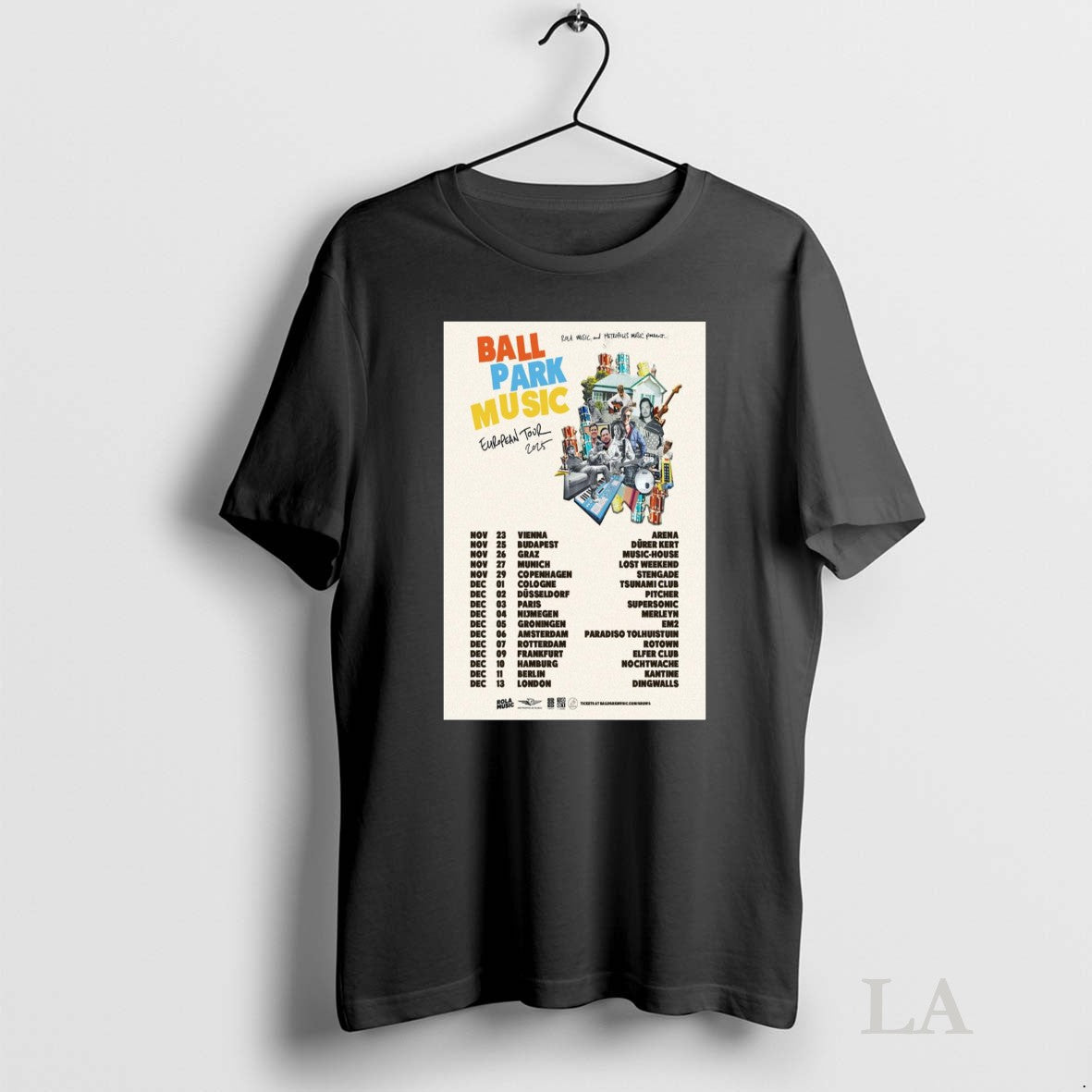 Original Ball Park Music European Tour 2025 - Adult & Kids T-Shirts, Sweatshirts & Hoodies apparel design preview 1