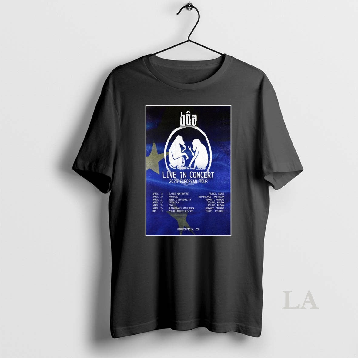 Original Boa 2026 European Tour - Adult & Kids T-Shirts, Sweatshirts & Hoodies apparel design preview 1