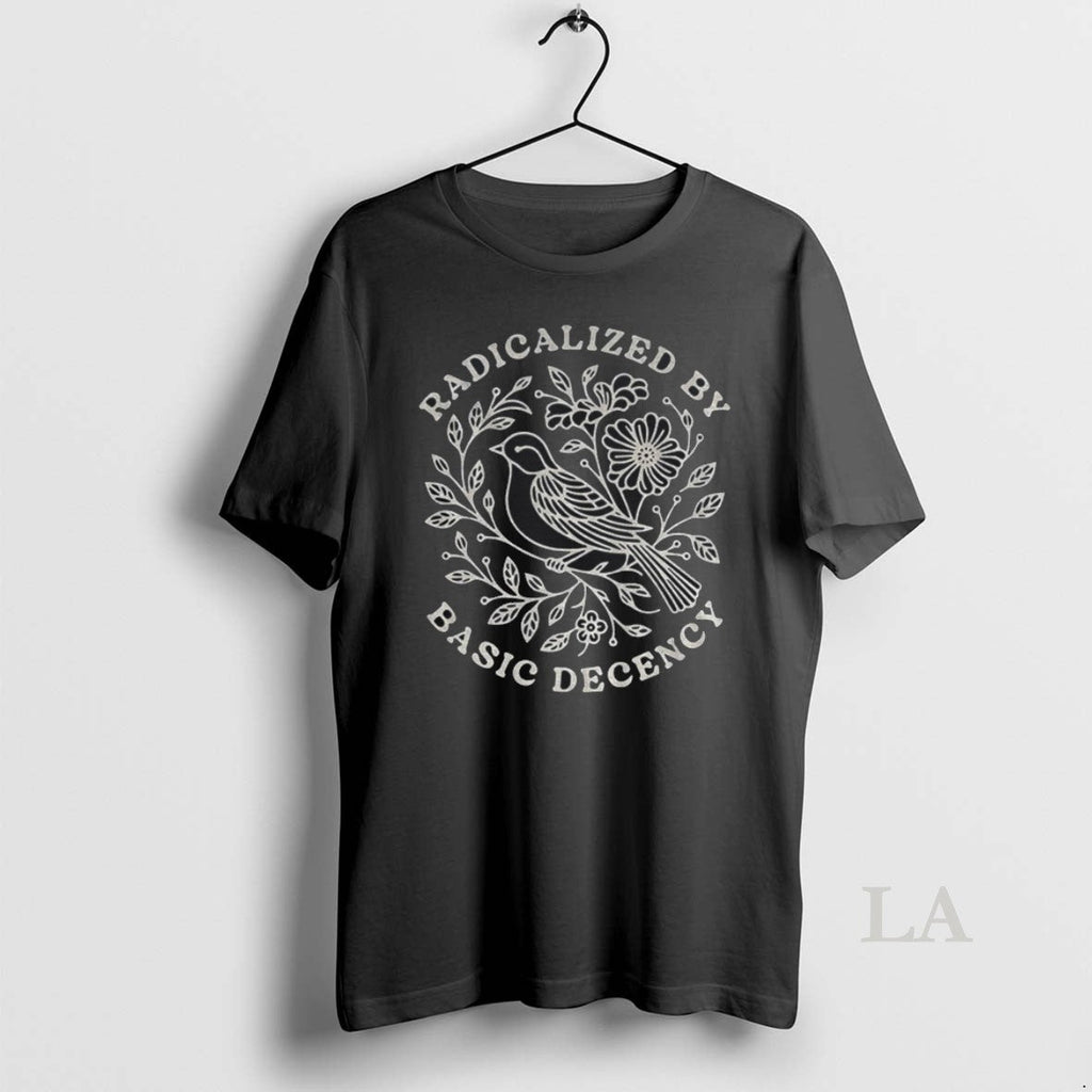 Original Floral Bird Radicalized By Basic Decency - Adult & Kids T-Shirts, Sweatshirts & Hoodies apparel design preview 1